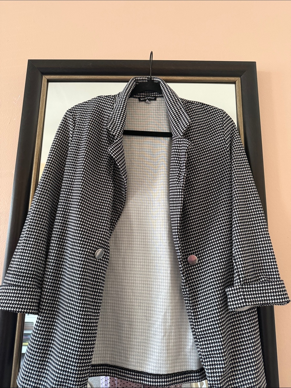 Worthington Black & White Houndstooth Open Blazer Jacket